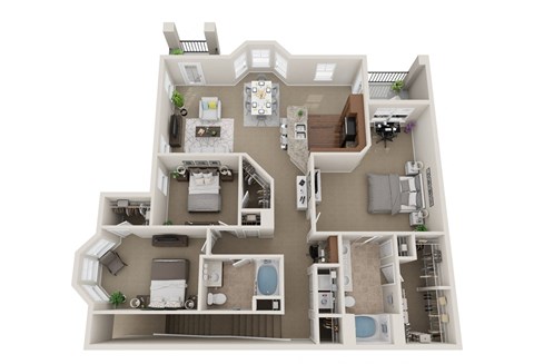 Floor plan for 3 beds, 2 baths, 1789 sqft